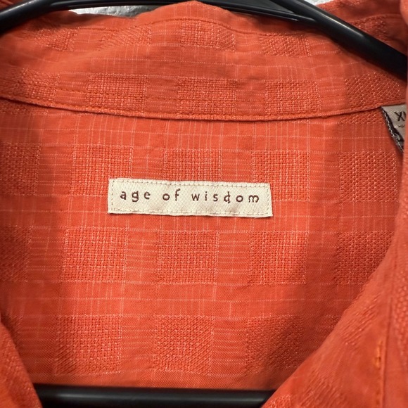 Age of Wisdom Mens Orange Textured Short Sleeve Button Up Shirt XL‎ - Picture 3 of 7